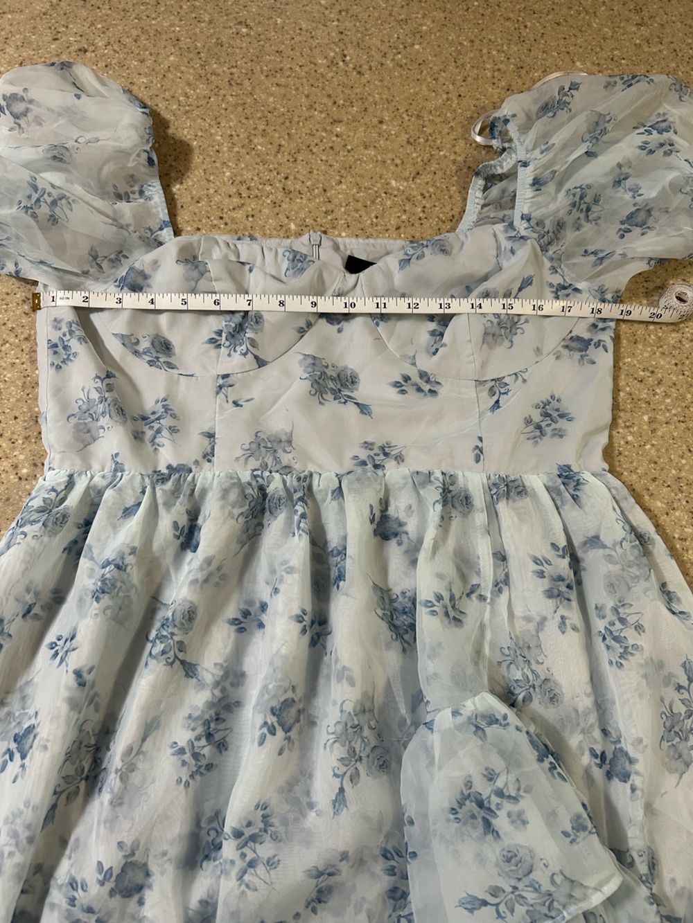 NWOT Luxe Brilliance Light Blue Floral Organza Floral Midi Dress - Picture 7 of 9